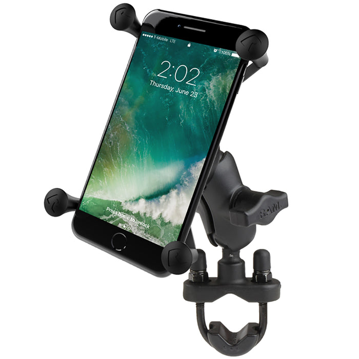 Soporte para teléfono grande RAM Mount X-Grip® con base en forma de U para manillar