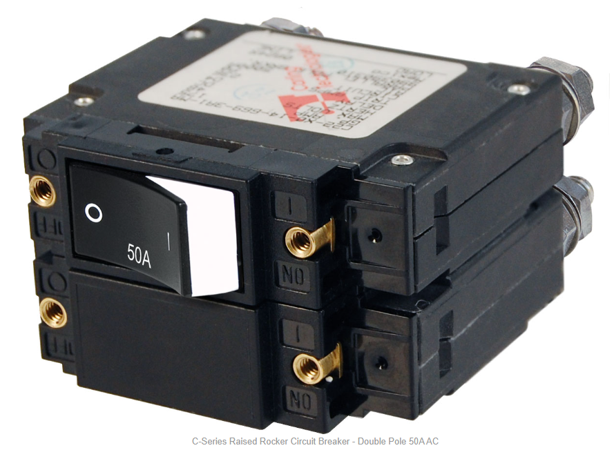 Disyuntor basculante elevado Blue Sea 7581 Serie C - Bipolar 50 A CA