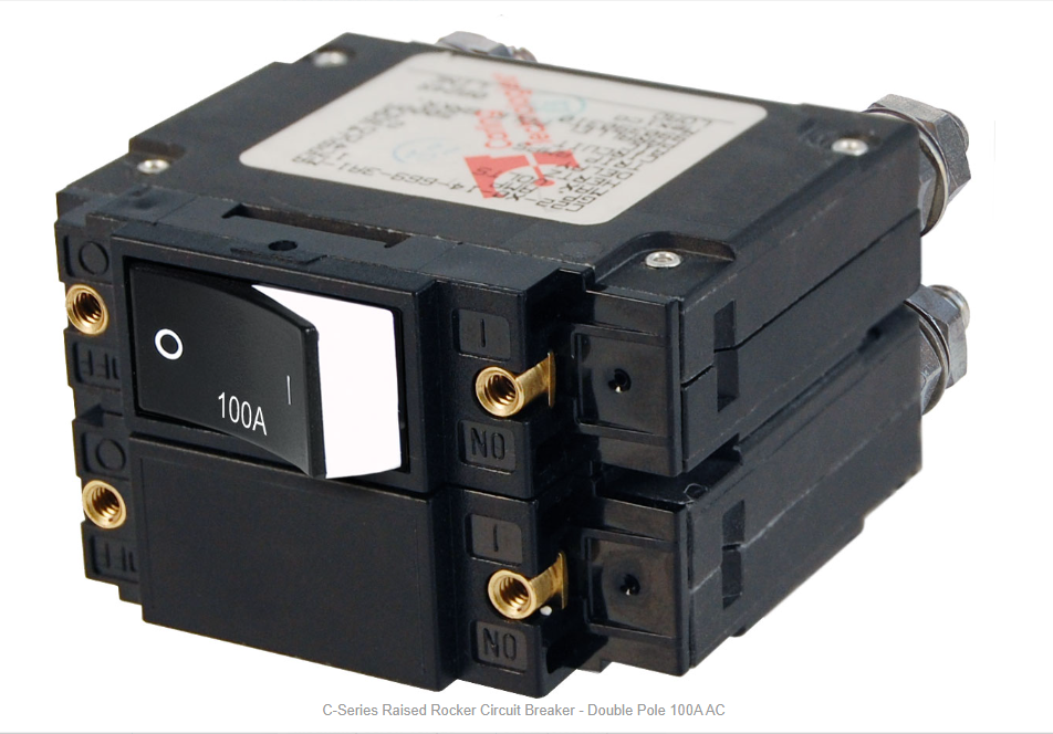 Blue Sea 7584 C-Series Raised Rocker Circuit Breaker - Double Pole 100A AC