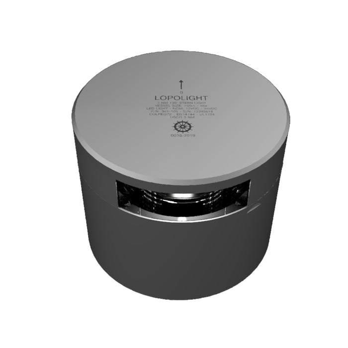 Serie Lopolight 301-105 - Luz de popa - 3 NM - Montaje horizontal - Blanco - Carcasa plateada