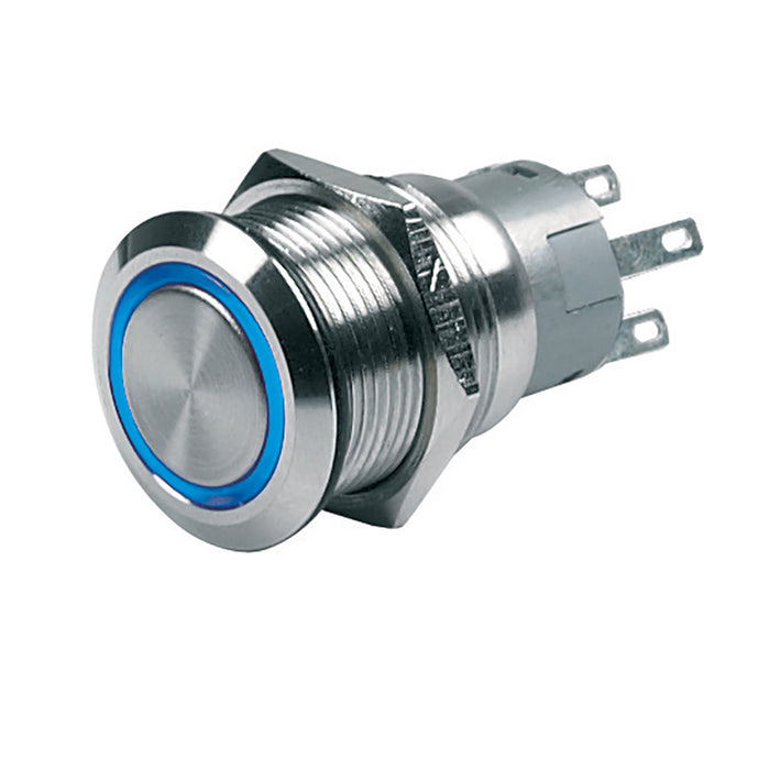 Interruptor pulsador BEP de 12 V, encendido/apagado momentáneo - LED azul