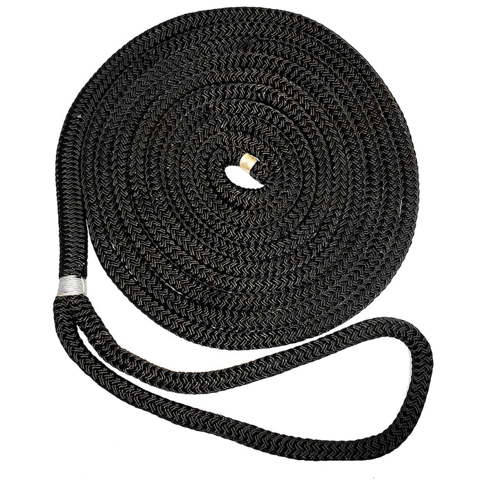 Cuerda para muelle de doble trenzado de 1/2" de New England Ropes, color negro, 25 pies