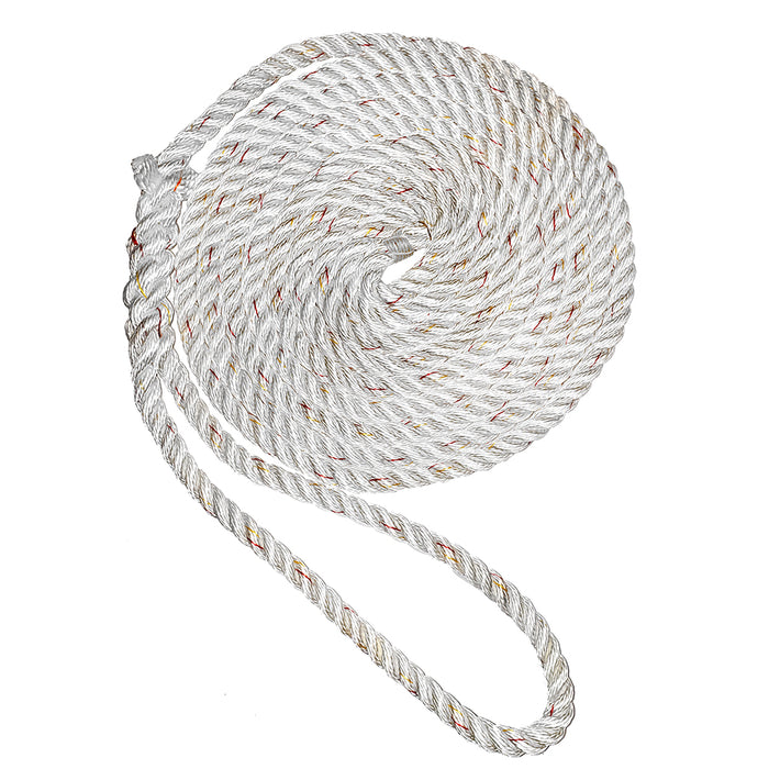 New England Ropes 5/8" Premium 3-Strand Dock Line - White w/Tracer - 35'