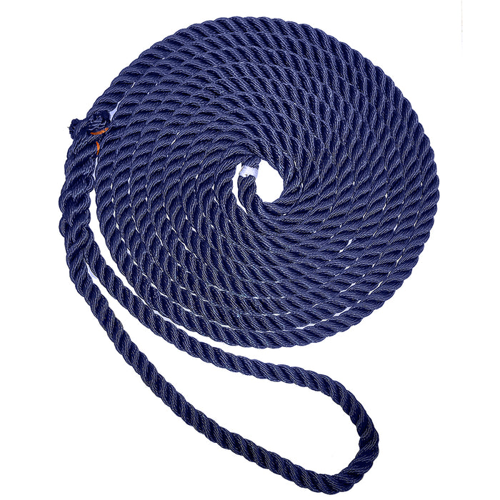 New England Ropes 5/8" Premium 3-Strand Dock Line - Navy Blue - 35'