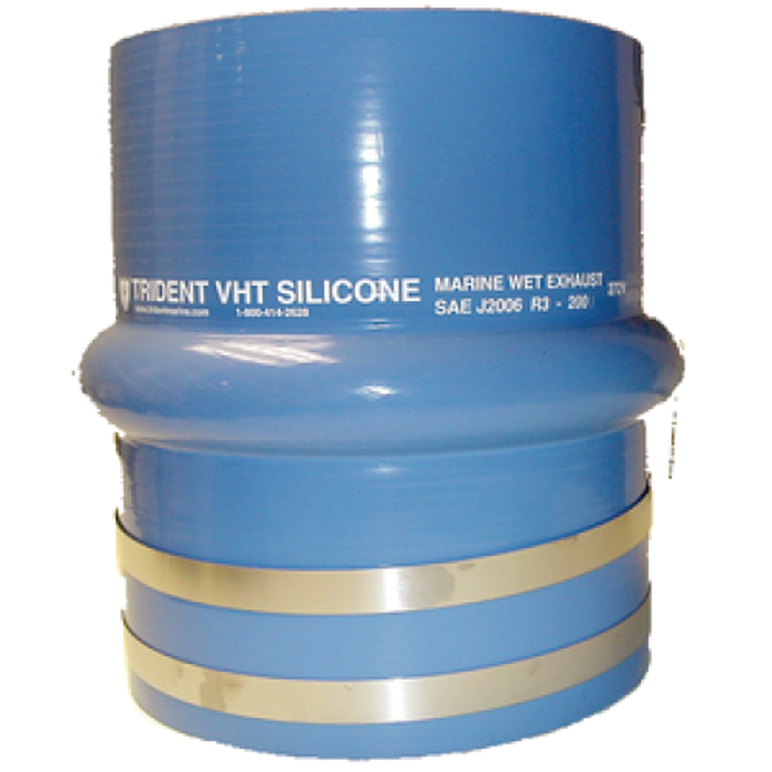 Trident Marine 272V4000-S/S Blue Silicone "VHT" Single Hump Hose w/T-Bolt Clamps, 4"