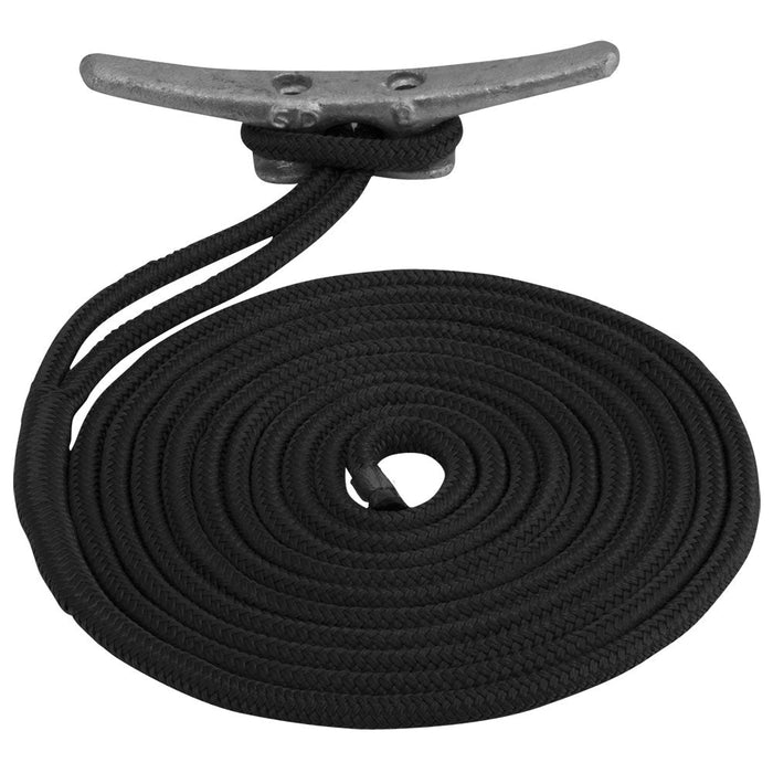 Línea de muelle de nailon trenzado doble Sea-Dog - 1/2" x 35' - Negro