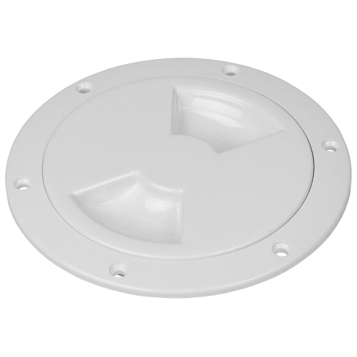 Placa de cubierta lisa Sea-Dog de un cuarto de vuelta con collar interno - Blanca - 4"