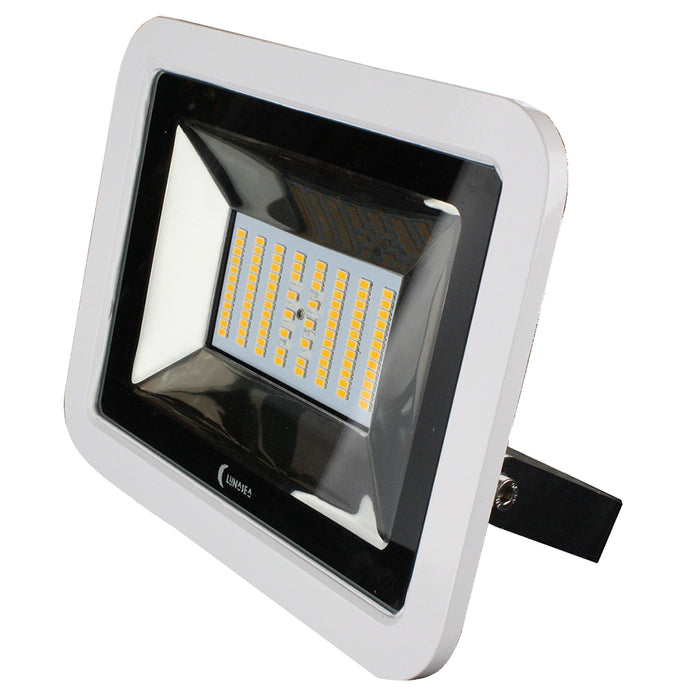 Proyector LED de perfil delgado Lunasea de 35 W, solo 120/240 V CA, luz blanca fría, 4500 lúmenes, cable de 3 pies, carcasa blanca