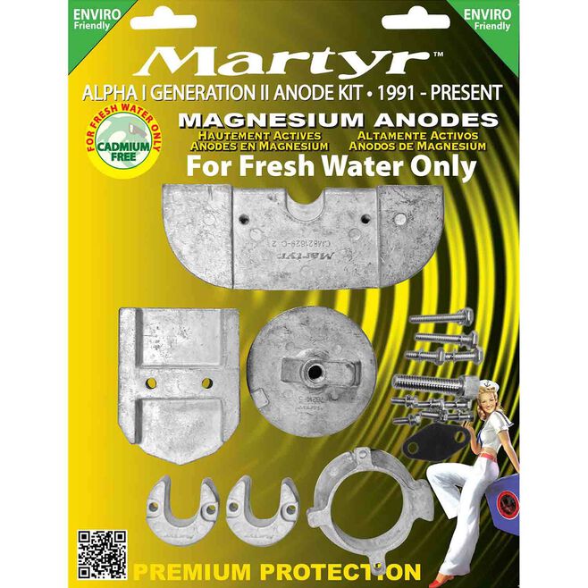 Martyr CMALPHAKITM Anode Kit for Mercury Alpha I Gen II, 1991-Present (Includes 762145, 806105, 821629, 821631, 2-806189, Hardware)