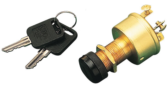 Sea Dog 420355-1 SeaDog Long Shaft Three Screw Terminal Three Position Off, Ignition Start Switch w/ Cap