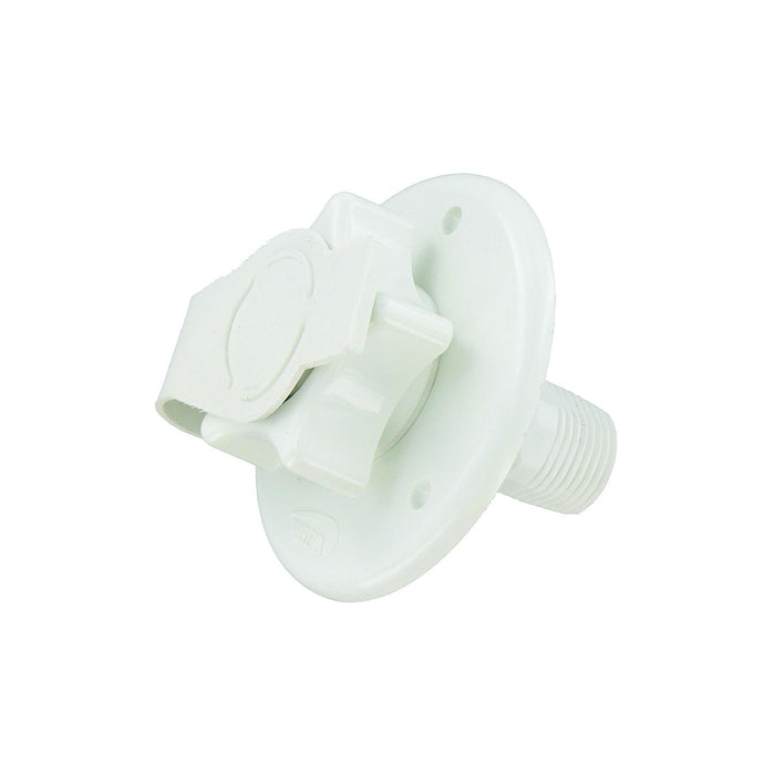 Valterra A01-0168VP Flush Mount Water Inlet, White Plastic