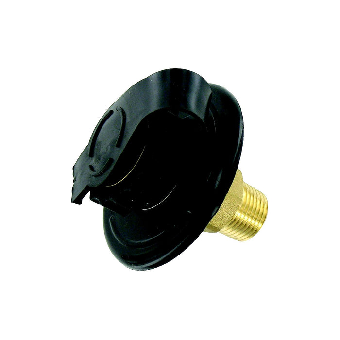 Valterra A01-0169LFVP Flush Mount RV Water Inlet, MPT Plastic Flange, Brass Check Valve, includes Screws & Tape