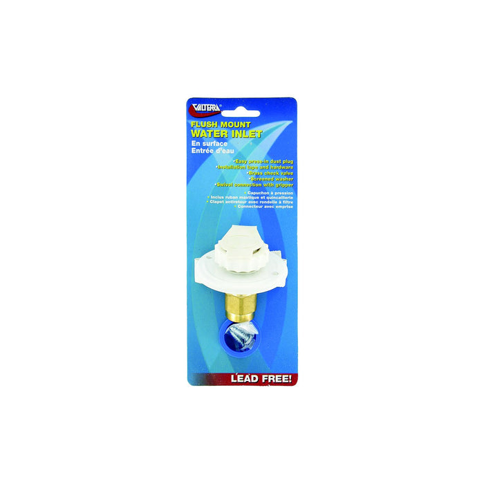 Valterra A01-0171LFVP Flush Mount FPT Brass Check Valve, White, w/Screws, Putty Tape & Teflon Tape