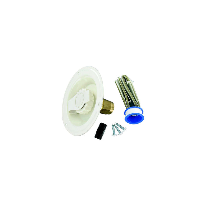 Valterra A01-0177LFVP Brass Check Valve 1/2" RV Inlet, Colonial White, Includes Tape, Male Nipple & Hardware, Carded