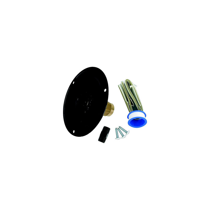 Valterra A01-0178LFVP Brass Check Valve 1/2" RV Inlet, Recessed, Black, includes Tape, Male Nipple & Hardware
