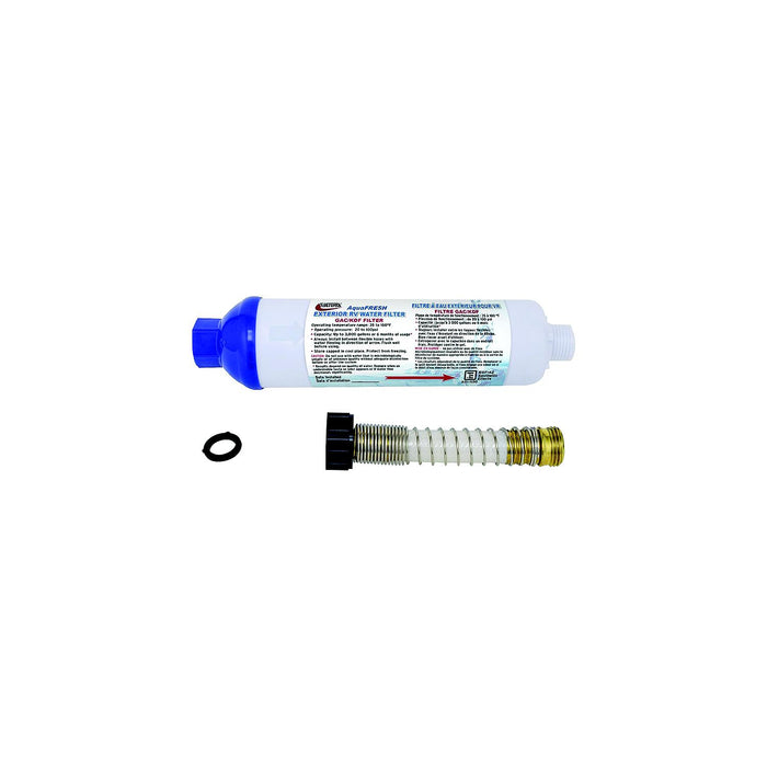Valterra A01-1131VP AquaFresh Replacement Exterior Water Filter W/Hose, Connections & Hose Saver