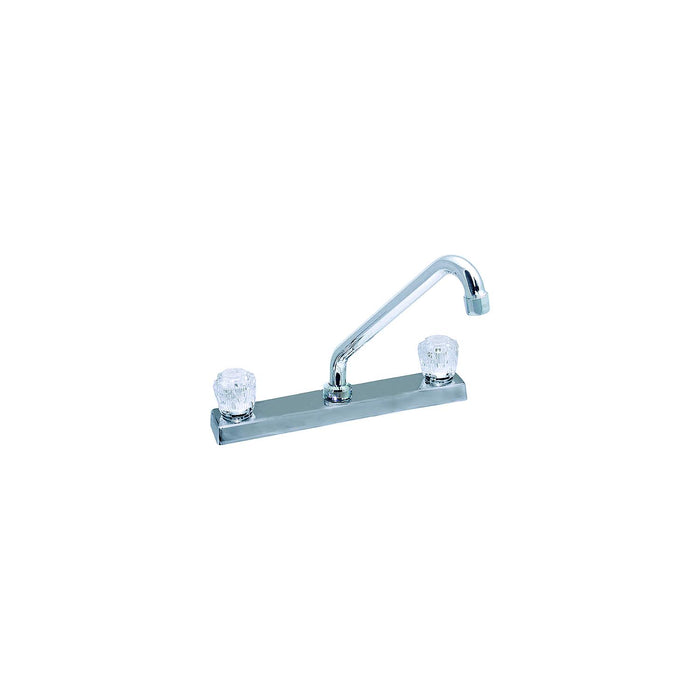 Valterra PF211325 Phoenix Chrome Two Handle 8" RV Kitchen Faucet, Hi-Rise Tubular Spout & Clear Acrylic Knobs