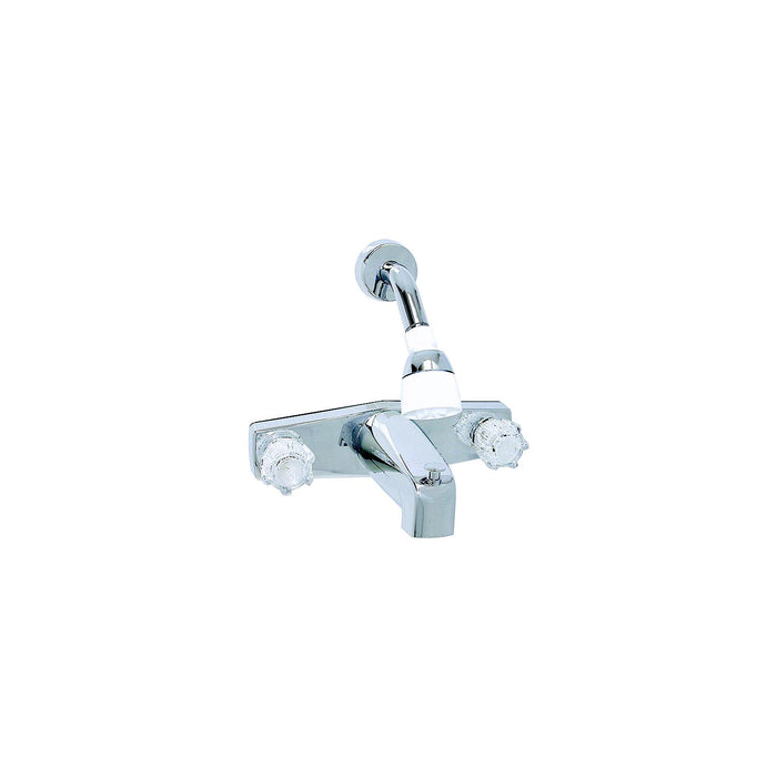 Valterra PF214348 RV Tub/Shower Faucet, Phoenix 2-Handle, Clear Acrylic Knobs & Shower Head Kit, Chrome