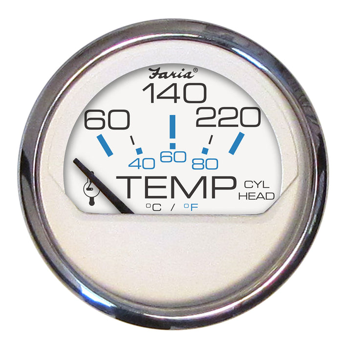 Medidor de temperatura de culata Faria Chesapeake de acero inoxidable blanco de 2" (60-220 °F)