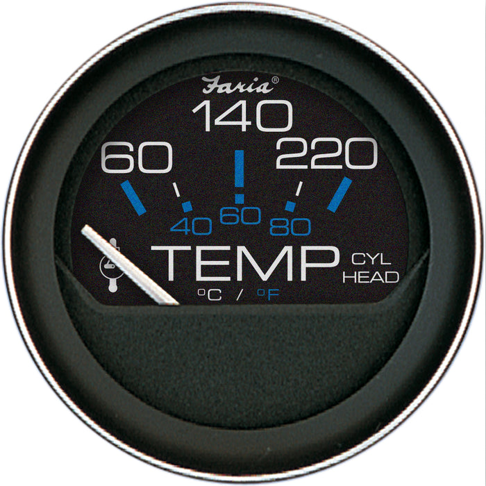 Medidor de temperatura de culata Faria Coral de 2" (60-120 °F) con sensor