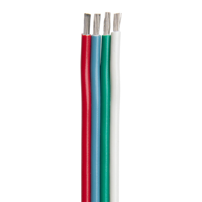 Cable RGB plano de cinta Ancor, 16/4 AWG, rojo, celeste, verde y blanco, 30,5 m
