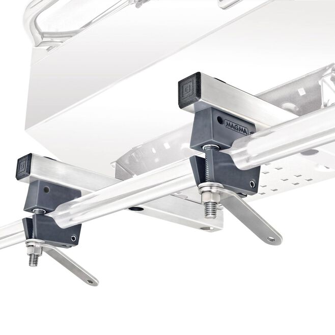 Magma T10-680 Dual Extended Horizontal Round Rail Mount, Fits 1" Rails, For ChefsMate, Newport, Catalina, FirstMate Tables