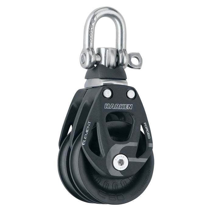 Bloque de elementos dobles de aluminio Harken de 60 mm con eslabón giratorio