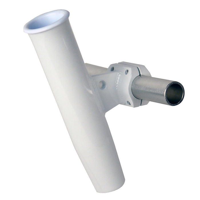 Soporte de varilla con abrazadera horizontal de aluminio CE Smith de 1,66" de diámetro exterior, recubierto de polvo blanco con funda