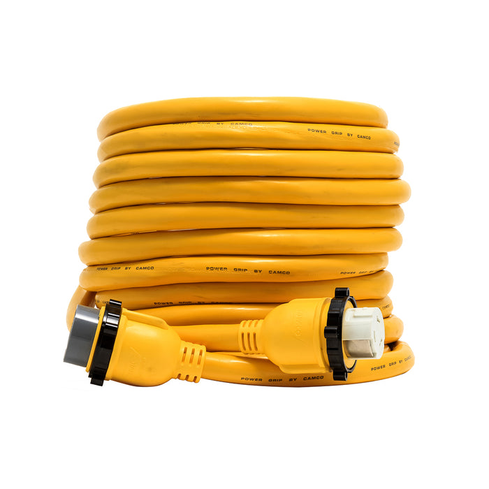 Cable de extensión marino Camco Power Grip de 50 amperios - Adaptador de 50 pies con bloqueo M/F