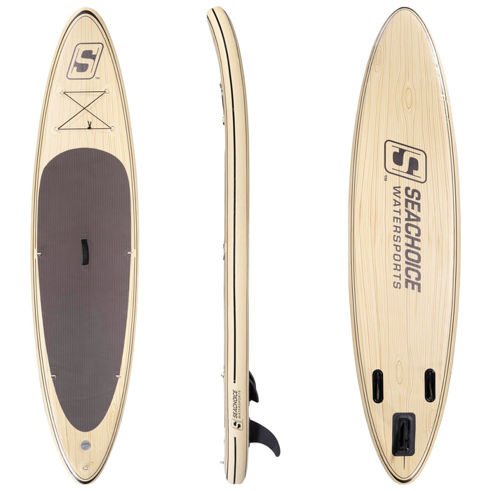 Seachoice 86949 10'6" Inflatable Stand-Up Paddle Board Kit Woodgrain Pattern