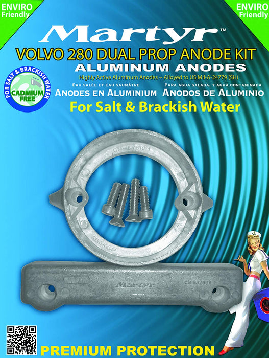 Martyr CM280KITA Anode Kit, For Volvo Penta 280 Engine (Contains 1-V18, 1-CM832598, Hardware)