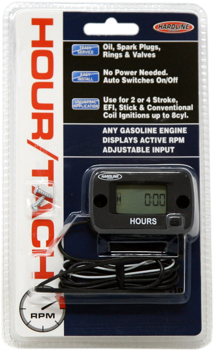 Hardline Products HR8062-2 Hour/Tach Meter For Any Gas Engine 8 Cyl. Or Less