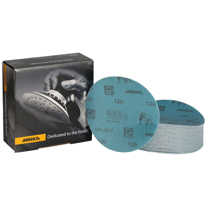 Mirka FY-612-120 Galaxy Grip Discs, 5", Grade 120, 50/pk