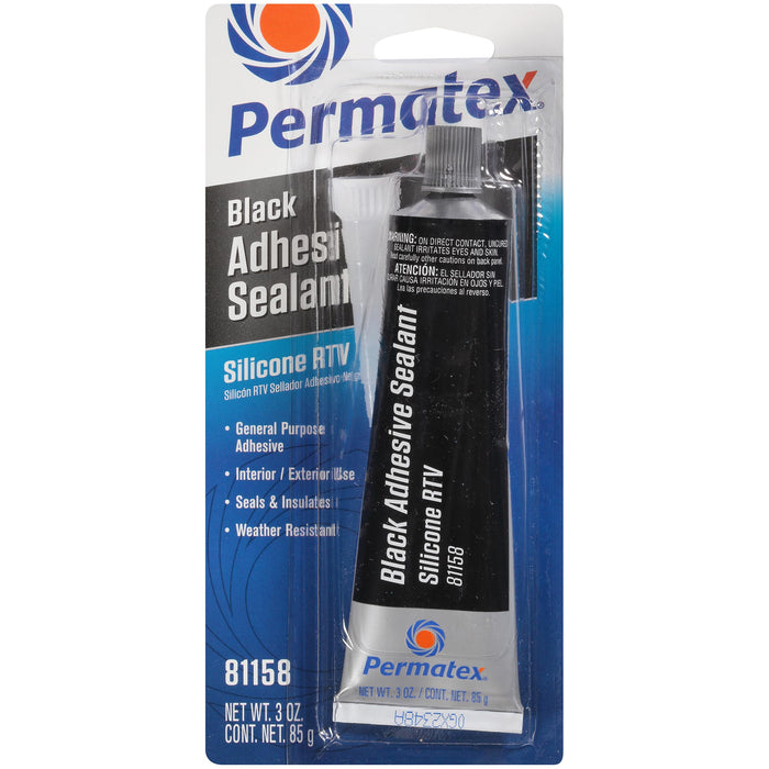 Permatex 81158 Black Silicone Adhesive Sealant, 3 oz.