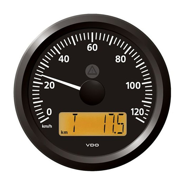 Velocímetro Veratron ViewLine de 3-3/8" (85 mm) - 0 a 120 KMH - 12/24 V - Esfera negra y bisel triangular
