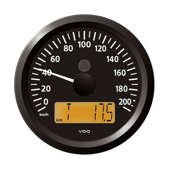 Velocímetro Veratron ViewLine de 3-3/8" (85 mm) - 0 a 200 KMH - 12/24 V - Esfera negra y bisel triangular
