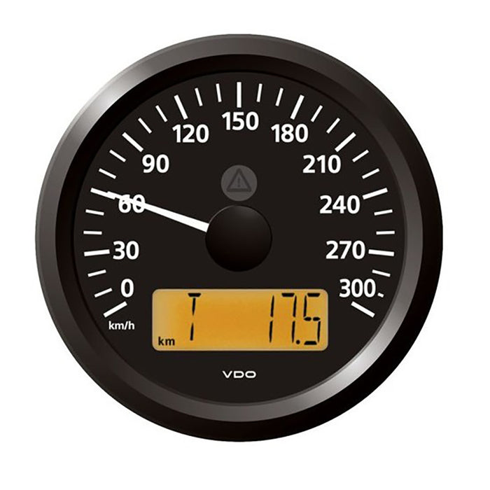 Velocímetro Veratron ViewLine de 3-3/8" (85 mm) - 0 a 300 KMH - 12/24 V - Esfera negra y bisel triangular