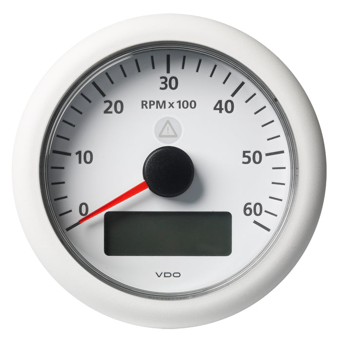 Veratron 3-3/8" (85mm) ViewLine Tachometer with Multi-Function Display - 0 to 6000 RPM - White Dial and Bezel