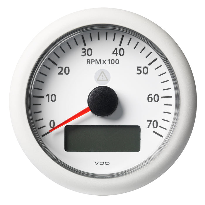 Veratron 3-3/8" (85mm) ViewLine Tachometer with Multi-Function Display - 0 to 7000 RPM - White Dial and Bezel