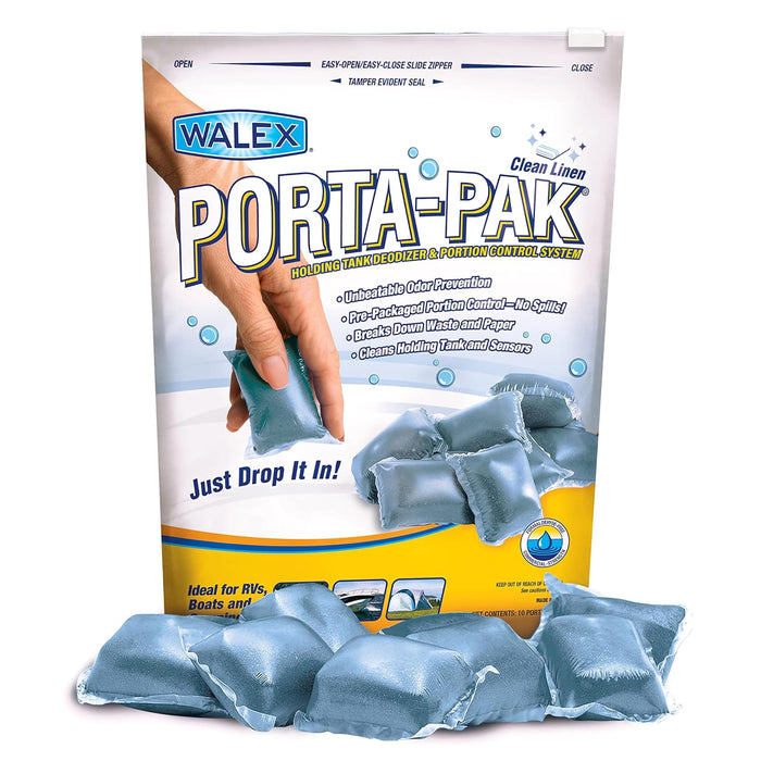 Walex Products PPRV10CLEAN Walex Porta-Pak Linen Holding Tank Deodorizer, 10/Pk