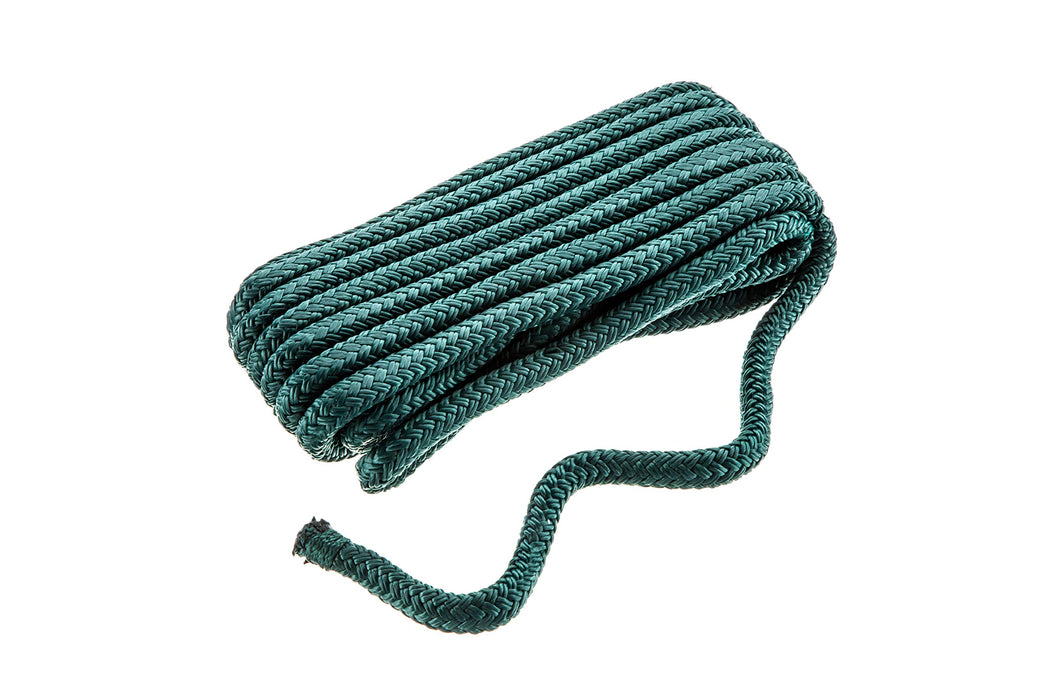 Seachoice Double-Braid Nylon Dock Line w/ Eye Splice, Pre-Shrunk, Heat Stabilized, 3/8 In. X 15 Ft., Forest Green