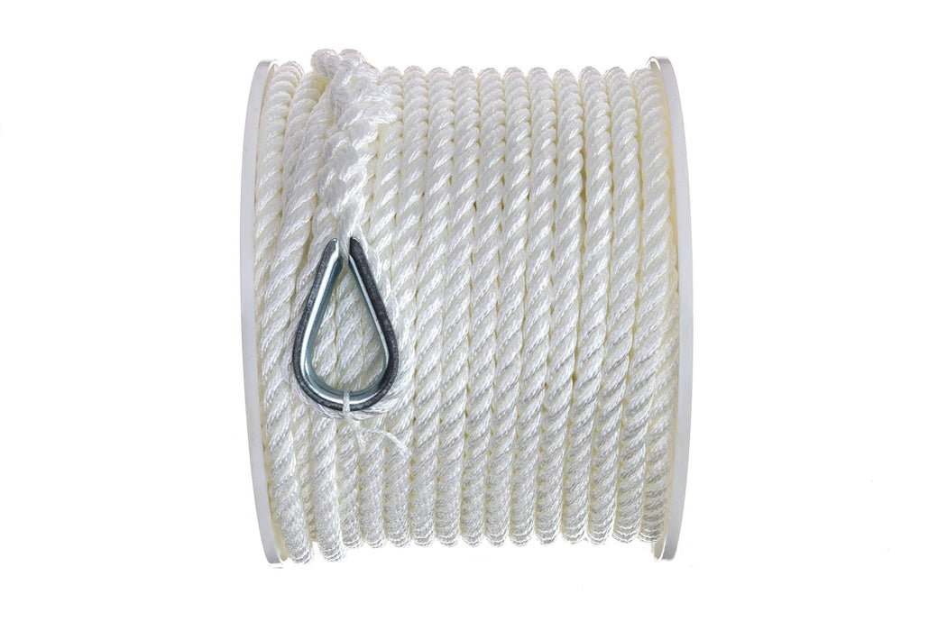 Seachoice 40721 3-Strand Twisted Nylon Anchor Line White, 3/8" x 150