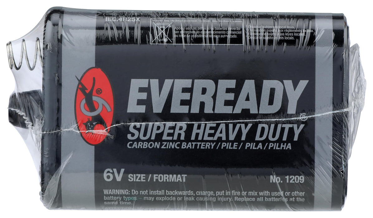 Eveready Battery 1209 6V Battery w/Spring Terminals