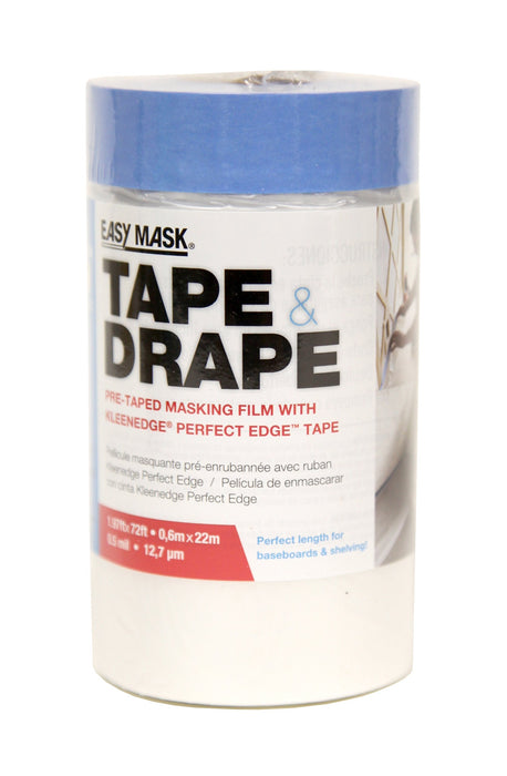Trimaco 949460 Tape & Drape w/Perfect Edge Tape, 2' X 72' .6M X 22M