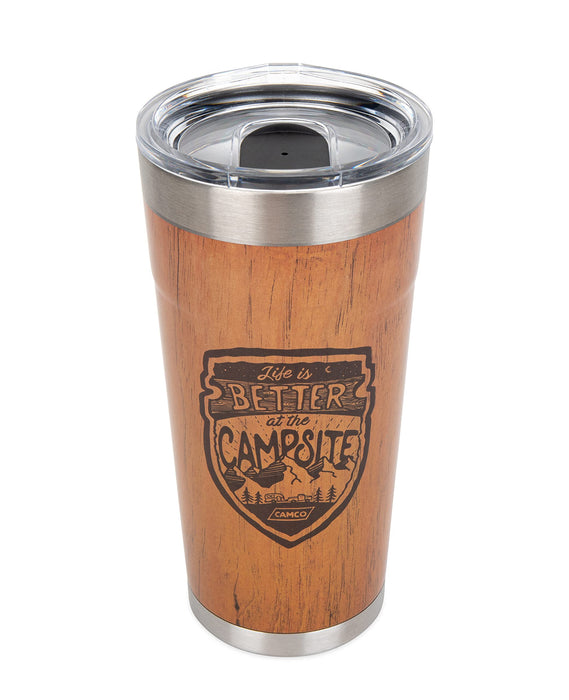Camco 53327 Life Is Better At The Campsite Tumbler, 20 oz., Wood Grain