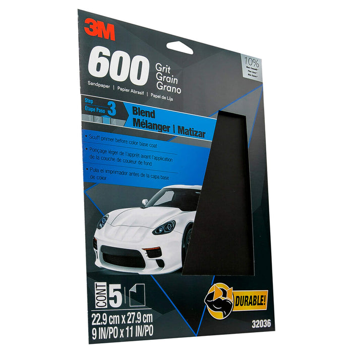 3M 32036 Imperial 9" x 11" P800 Grade Wet or Dry Paper Sheets 5 Pack