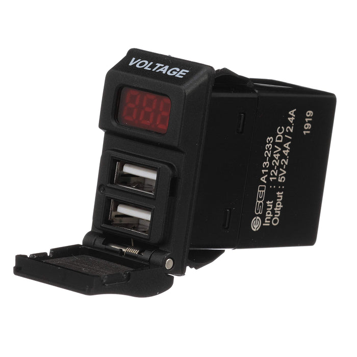 Seachoice A13-233A-01-BBRV Dual USB Voltmeter, 12-24V