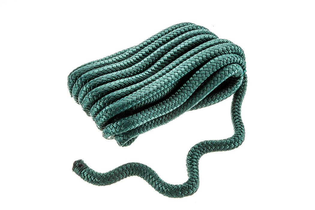 Seachoice Double-Braid Nylon Dock Line w/ Eye Splice, Pre-Shrunk, Heat Stabilized, 1/2 In. X 20 Ft., Forest Green