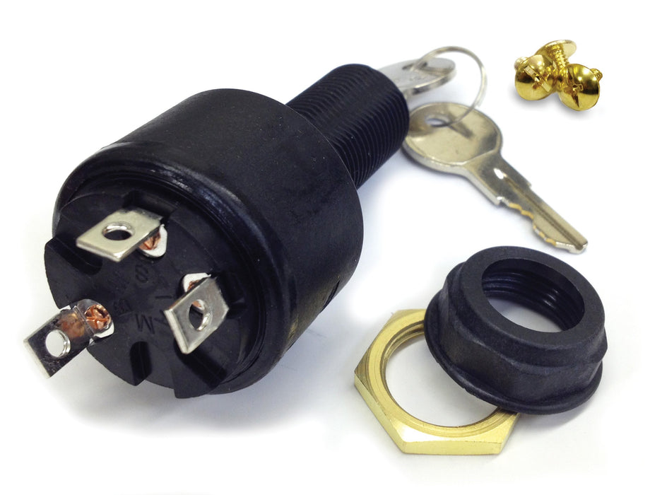 Sierra MP39120 Conventional 3 Position 1 1/8" Polyester 3 Screw Terminal 12V 15, Amp Ignition Starter Switch