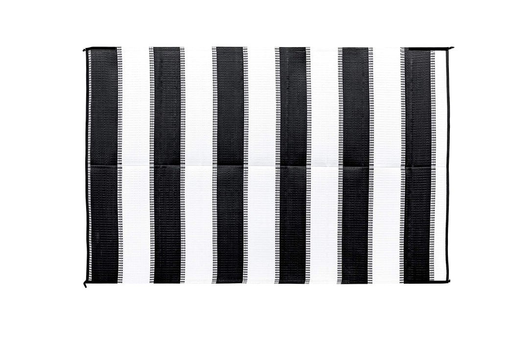 Camco 42873 Open Air Stripe Awning Leisure Mat, 6' x 9' Charcoal